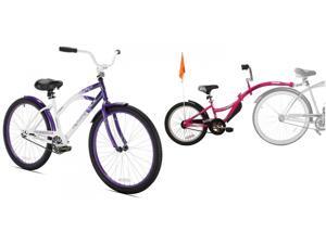 KENT BICYCLES BDL#4771948966 Kent Rockvale Womens Cruiser Bike, 26-Inch Bundle with WeeRide Co Pilot Tagalong Trailer Bike - Pink, 20 Inch KENT BICYCLES BDL#4771948966 Kent Rockvale Womens Cruiser Bike, 26-Inch Bundle with WeeRide Co Pilot Tagalong Trailer Bike - Pink, 20 Inch