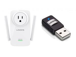 BELKIN BDL#3902338555 Linksys AC1200 Amplify Dual Band High-Power Wi-Fi Range Extender with Intelligent Spot Finder Technology and AC Pass Thru (RE6700) Bundle with Linksys Wireless Mini USB Adapter A BELKIN BDL#3902338555 Linksys AC1200 Amplify Dual Band High-Power Wi-Fi Range Extender with Intelligent Spot Finder Technology and AC Pass Thru (RE6700) Bundle with Linksys Wireless Mini USB Adapter A