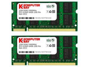 KOMPUTERBAY MEMORY 4GB (2x 2GB) DDR2 SODIMM (200 PIN) 800Mhz PC2 6400 / PC2 6300 4 GB UNbuffered - NON ECC for Dell, HP, Apple, Compaq, Sony, etc. KOMPUTERBAY MEMORY 4GB (2x 2GB) DDR2 SODIMM (200 PIN) 800Mhz PC2 6400 / PC2 6300 4 GB UNbuffered - NON ECC for Dell, HP, Apple, Compaq, Sony, etc.
