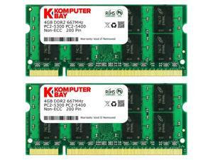 Komputerbay 8GB (2x 4GB) DDR2 667MHz PC2-5300 PC2-5400 SODIMM CL5 200-Pin 1.8v Unbuffered NON-ECC DDR2-667 Memory Modules Komputerbay 8GB (2x 4GB) DDR2 667MHz PC2-5300 PC2-5400 SODIMM CL5 200-Pin 1.8v Unbuffered NON-ECC DDR2-667 Memory Modules