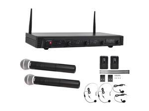 Pyle PDWM4310 VHF Wireless Microphone System, 4-Channel with (2) Wireless Handheld Microphones Pyle PDWM4310 VHF Wireless Microphone System, 4-Channel with (2) Wireless Handheld Microphones