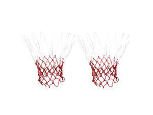 2 Pcs 19.2" Long 12 Loops Durable Nylon Knotted Basketball Nets White Red 2 Pcs 19.2" Long 12 Loops Durable Nylon Knotted Basketball Nets White Red