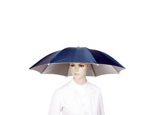 Fishing Camping Outdoor Steel Blue Silver Tone Polyester Umbrella Hat Cap Fishing Camping Outdoor Steel Blue Silver Tone Polyester Umbrella Hat Cap