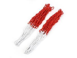 2 Pcs 19" Long Portable Nylon Braided Basketball Nets White Red 12 Loops 2 Pcs 19" Long Portable Nylon Braided Basketball Nets White Red 12 Loops