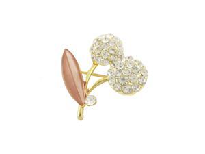 Woman Rhinestone Accent Cherry Brown Leaf Breastpin Brooch Broach Woman Rhinestone Accent Cherry Brown Leaf Breastpin Brooch Broach