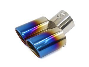 Curved Shape Dual Burn Tip Car Rear Exhaust Muffler End Trim Pipe 60mm Inlet Dia Curved Shape Dual Burn Tip Car Rear Exhaust Muffler End Trim Pipe 60mm Inlet Dia