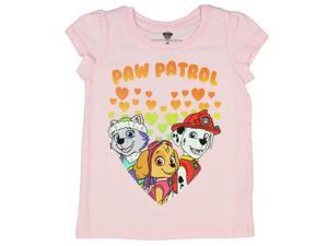 Paw Patrol Little Girls Gittery Hearts Pink Shirt Paw Patrol Little Girls Gittery Hearts Pink Shirt