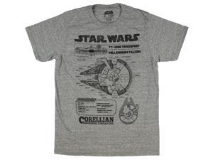 Star Wars Millennium Falcon Blueprint T-Shirt Star Wars Millennium Falcon Blueprint T-Shirt
