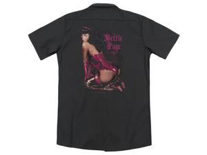 Bettie Page Vinyl & Lace (Back Print) Mens Work Shirt Bettie Page Vinyl & Lace (Back Print) Mens Work Shirt