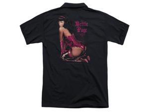 Bettie Page Vinyl & Lace (Back Print) Mens Polo Shirt Bettie Page Vinyl & Lace (Back Print) Mens Polo Shirt