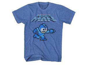 Mega Man Gunner T-shirt Heather Blue Video Game Character Mega Man Gunner T-shirt Heather Blue Video Game Character