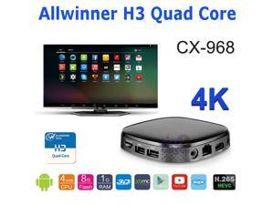 NEW CX968 Quad Core Allwinner H3 4K HD Android 4.4 OTT TV Box Mini PC H.265 Kodi XBMC Bluetooth WiFi Media Player HDMI 2160P NEW CX968 Quad Core Allwinner H3 4K HD Android 4.4 OTT TV Box Mini PC H.265 Kodi XBMC Bluetooth WiFi Media Player HDMI 2160P