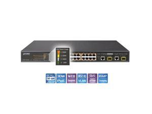 Planet FGSW-1816HPS 16-Port 802.3at PoE + 2-Port Gigabit TP/SFP Combo Web Smart Switch 220 Watt Planet FGSW-1816HPS 16-Port 802.3at PoE + 2-Port Gigabit TP/SFP Combo Web Smart Switch 220 Watt