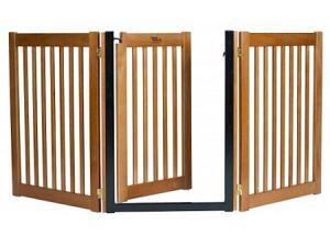 Walk Through 3 Panel Free Standing Pet Gate - Mahogany Walk Through 3 Panel Free Standing Pet Gate - Mahogany