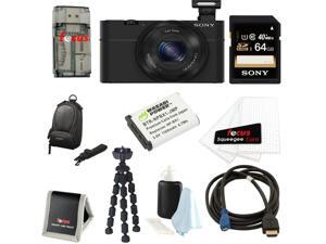 Sony DSC-RX100 RX100 RX100B DSCRX100 20.2 MP Exmor CMOS Sensor Digital Camera With 3.6x Zoom Bundle + Sony 64GB Class 10 Memory Card + Wasabi Power Replacement NP-BX1 Battery + Sony Camera Case Kit Sony DSC-RX100 RX100 RX100B DSCRX100 20.2 MP Exmor CMOS Sensor Digital Camera With 3.6x Zoom Bundle + Sony 64GB Class 10 Memory Card + Wasabi Power Replacement NP-BX1 Battery + Sony Camera Case Kit