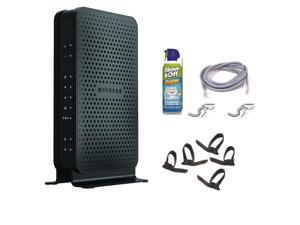 Netgear N300 WiFi Cable Modem Router + 14-foot RJ45 CAT5E Snagless Networking Cable + 8oz Air Duster + Hot Wires Cable Ties Netgear N300 WiFi Cable Modem Router + 14-foot RJ45 CAT5E Snagless Networking Cable + 8oz Air Duster + Hot Wires Cable Ties