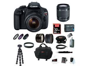 Canon T5: EOS Rebel T5 DSLR Camera with EF-S 18-55mm IS II Lens + 32GB Memory Card + Extra Battery Pack + Deluxe Accessory Kit Canon T5: EOS Rebel T5 DSLR Camera with EF-S 18-55mm IS II Lens + 32GB Memory Card + Extra Battery Pack + Deluxe Accessory Kit