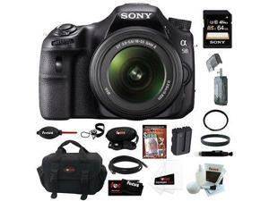 Sony a58: SLTA58 SLT-A58K 20.1MP Translucent Mirror/ DSLR Camera with 2.7" LCD Screen & 18-55mm Lens (Black) 64GB Bundle Sony a58: SLTA58 SLT-A58K 20.1MP Translucent Mirror/ DSLR Camera with 2.7" LCD Screen & 18-55mm Lens (Black) 64GB Bundle
