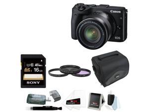Canon EOS M3 Digital Camera with EF-M 18-55mm Lens (Black) + 16GB Deluxe Bundle Canon EOS M3 Digital Camera with EF-M 18-55mm Lens (Black) + 16GB Deluxe Bundle