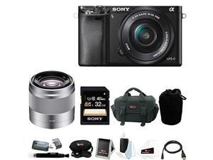 Sony a6000: Sony Alpha a6000 24.3 Megapixel Mirrorless Digital Camera with Sony 50mm Lens and Sony 32GB SDHC Accessory Bundle (Black) Sony a6000: Sony Alpha a6000 24.3 Megapixel Mirrorless Digital Camera with Sony 50mm Lens and Sony 32GB SDHC Accessory Bundle (Black)
