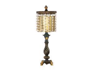 Dimond - Gold Leaf / Black Amber And Crystal Table Lamp Dimond - Gold Leaf / Black Amber And Crystal Table Lamp