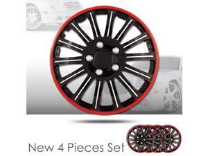 15" 14 Spikes Black Hubcap Covers with Red Rim Brand New Set of 4 Pieces 527 15" 14 Spikes Black Hubcap Covers with Red Rim Brand New Set of 4 Pieces 527