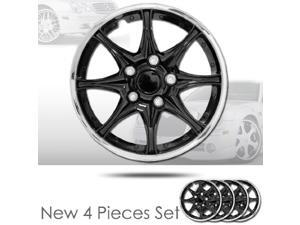14" 8 Spikes Black Hubcap Covers with Chrome Rim Brand New Set of 4 Pieces 522 14" 8 Spikes Black Hubcap Covers with Chrome Rim Brand New Set of 4 Pieces 522