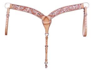 Bar H Equine Western Breast Collar Antique Floral Tooled Tan 55751 Bar H Equine Western Breast Collar Antique Floral Tooled Tan 55751