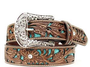 Ariat Western Belt Womens Rhinestones Turquoise Inlay L Brown A1513402 Ariat Western Belt Womens Rhinestones Turquoise Inlay L Brown A1513402