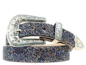 Ariat Western Belt Womens Blue Crystal Chips XL Black A1510827 Ariat Western Belt Womens Blue Crystal Chips XL Black A1510827