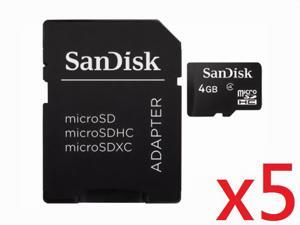 SanDisk Class 4 C4 Ultra microSDHC micro SD HC SDHC TF Memory Card 4G 4GB W/ ADAPTER + Plastic Case SDSDQ-004G HK068 - Pack of 5 SanDisk Class 4 C4 Ultra microSDHC micro SD HC SDHC TF Memory Card 4G 4GB W/ ADAPTER + Plastic Case SDSDQ-004G HK068 - Pack of 5
