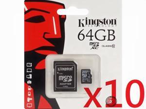 Kingston 64GB 64G MicroSDHC Micro SD XC SDXC Memory Card UHS-1 Class 10 C10 SDXC10/64GB W/ Adapter + Retail Packing HK082 - Pack of 10 Kingston 64GB 64G MicroSDHC Micro SD XC SDXC Memory Card UHS-1 Class 10 C10 SDXC10/64GB W/ Adapter + Retail Packing HK082 - Pack of 10
