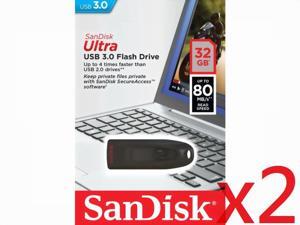 SanDisk 32GB 32G 32 G GB Ultra USB 3.0 80MB/s Flash Drive SDCZ48-032G-U46 HK190 - Pack of 2 SanDisk 32GB 32G 32 G GB Ultra USB 3.0 80MB/s Flash Drive SDCZ48-032G-U46 HK190 - Pack of 2