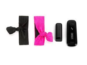 Black/ Hot Pink Ribbon Wristband 2-Pack for Fitbit and for Sony Fitness Trackers,2-Pack Wristbands Black/ Hot Pink Ribbon Wristband 2-Pack for Fitbit and for Sony Fitness Trackers,2-Pack Wristbands