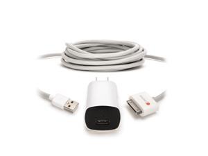Griffin NA23174 Free Wall Charger & Extra Long 10 Foot Dock Connector Cable - White Griffin NA23174 Free Wall Charger & Extra Long 10 Foot Dock Connector Cable - White