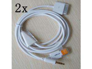 2pcs 3.5mm Car AUX Audio USB Dock Cable for iPod iPhone 3G 4 2pcs 3.5mm Car AUX Audio USB Dock Cable for iPod iPhone 3G 4