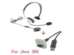 Headset Headphone Earphone Microphone + USB Charger Cable Lead for Microsoft Xbox 360 Wireless Gamepad Controller White Headset Headphone Earphone Microphone + USB Charger Cable Lead for Microsoft Xbox 360 Wireless Gamepad Controller White