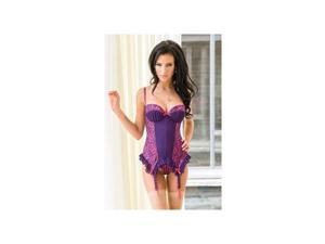 Coquette Ruched Ruffle Bustier Set 1181 Purple/Fuchsia Medium Coquette Ruched Ruffle Bustier Set 1181 Purple/Fuchsia Medium