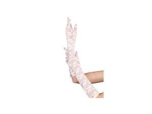 Dreamgirl White Lacey Elbow Gloves 7820-W White One Size Fits All Dreamgirl White Lacey Elbow Gloves 7820-W White One Size Fits All