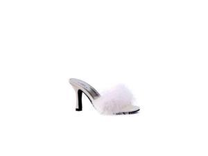 Ellie Shoes White Satin Maribou Slippers PHOEBE White 9 Ellie Shoes White Satin Maribou Slippers PHOEBE White 9