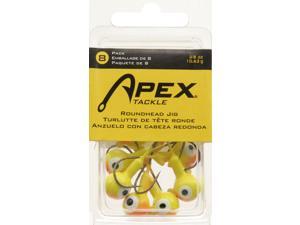 Apex RH38-1-8 Round Hd Jg 3/8 OZ Chartruese/Orange 8 PK Fishing Jighead Apex RH38-1-8 Round Hd Jg 3/8 OZ Chartruese/Orange 8 PK Fishing Jighead