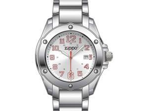 Zippo ZOZO45015 Dress Watch Silver Sunray Dial W/ White Luminous Hands & Red Acc Zippo ZOZO45015 Dress Watch Silver Sunray Dial W/ White Luminous Hands & Red Acc