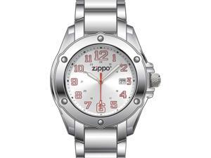 Zippo ZOZO45024 Dress Watch Silver Sunray Dial W/ White Luminous Hands & Red Acc Zippo ZOZO45024 Dress Watch Silver Sunray Dial W/ White Luminous Hands & Red Acc