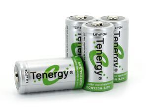 Tenergy RCR123A 3.0V (3.2V NOM) 400mAh LiFePO4 Rechargeable Battery, 4 pieces Tenergy RCR123A 3.0V (3.2V NOM) 400mAh LiFePO4 Rechargeable Battery, 4 pieces