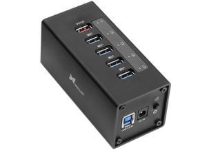 Xcellon 5-Port Powered USB 3.0 Aluminum Hub with 1 Dedicated USB Charging Port (Black) Xcellon 5-Port Powered USB 3.0 Aluminum Hub with 1 Dedicated USB Charging Port (Black)