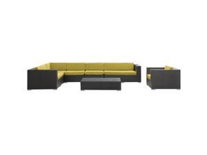 Palm Springs Outdoor Wicker Patio 7 Piece Sectional Sofa Set in Espresso with Peridot Cushions Palm Springs Outdoor Wicker Patio 7 Piece Sectional Sofa Set in Espresso with Peridot Cushions