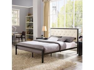 Mia Queen Fabric Bed in Brown Beige Mia Queen Fabric Bed in Brown Beige