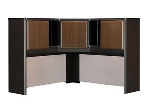 Corner Hutch w Three Cabinets in Sienna Walnut - Series A Corner Hutch w Three Cabinets in Sienna Walnut - Series A