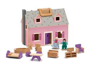 Fold & Go Miniature Dollhouse with Wooden Furniture and Dolls Fold & Go Miniature Dollhouse with Wooden Furniture and Dolls
