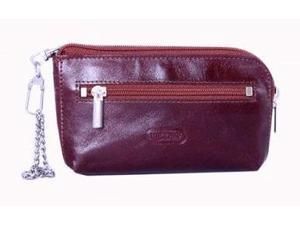 Zip Around Leather Key Chain in Mahagony Zip Around Leather Key Chain in Mahagony